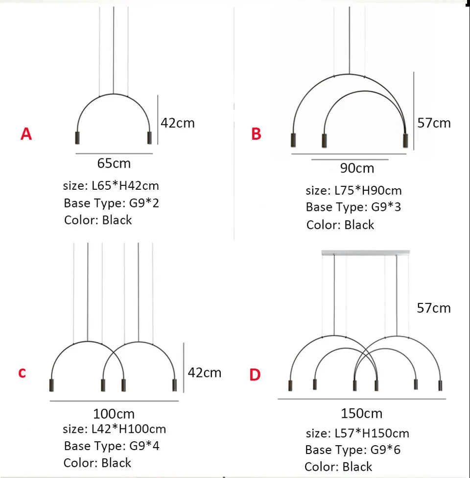 Postmodern Minimalist Black Semicircle Pendant Light - Shine Room