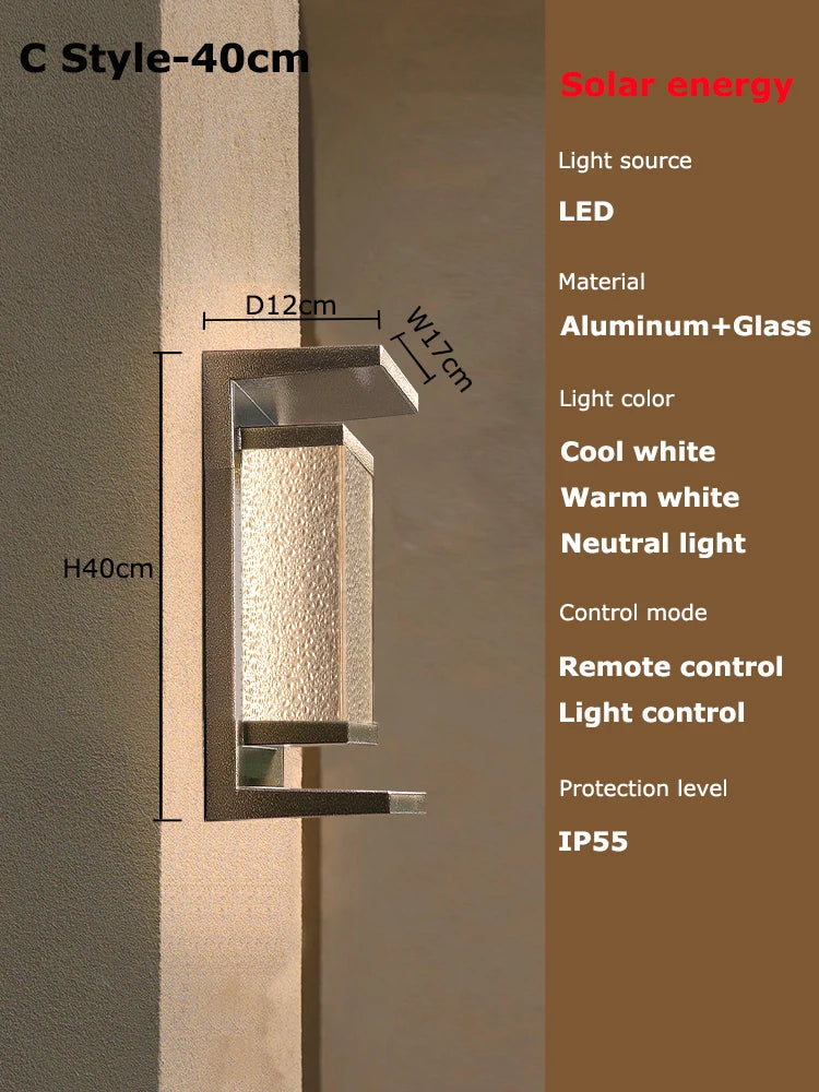 Solar Wall Light Outdoor Dusk to Dawn Lantern - Shine Room