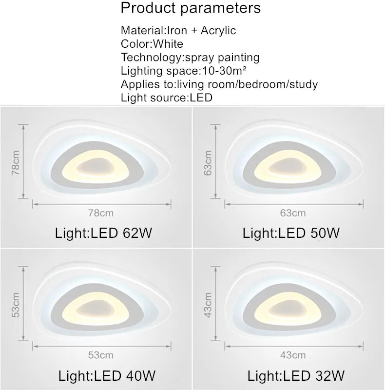 Ultra-thin Triangle LED Ceiling Light Acrylic - Shine Room