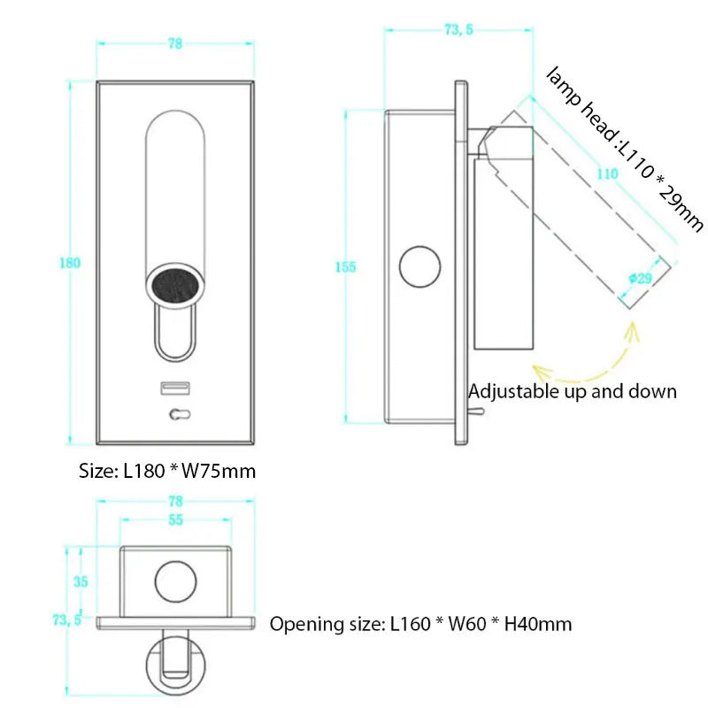 USB Charging Adjustable Wall Lamp 3W - Shine Room
