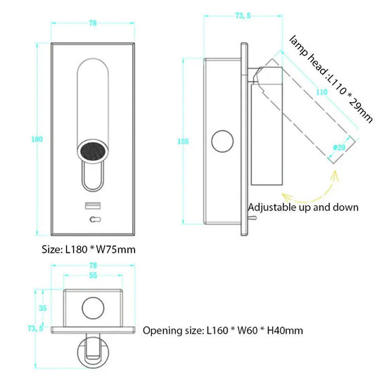 USB Charging Adjustable Wall Lamp 3W - Shine Room