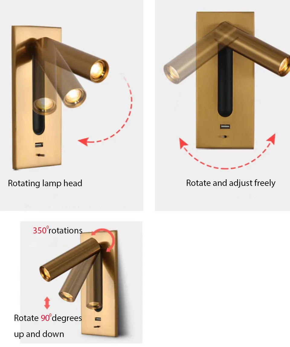 USB Charging Adjustable Wall Lamp 3W - Shine Room