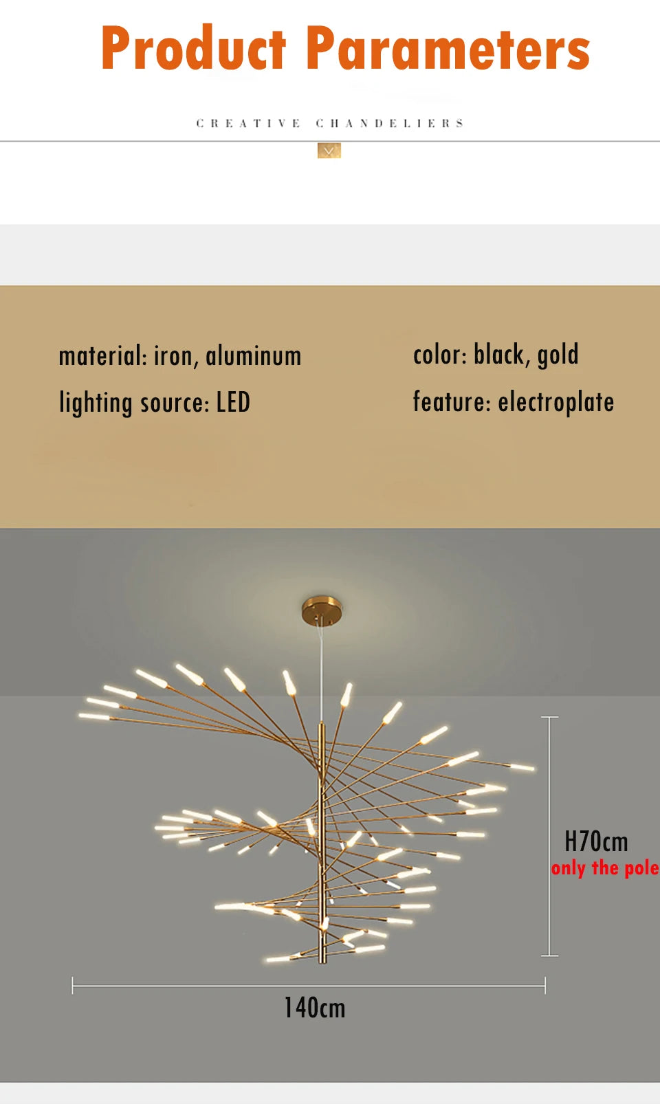 Villa Duplex LED Chandelier Firework Shape Light - Shine Room