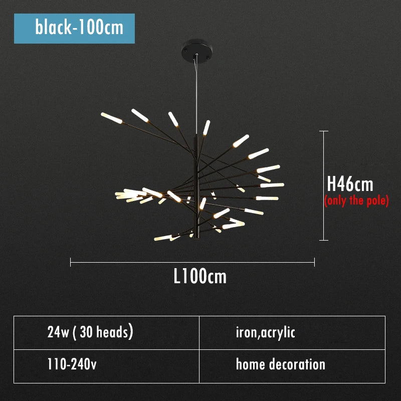 Villa Duplex LED Chandelier Firework Shape Light - Shine Room