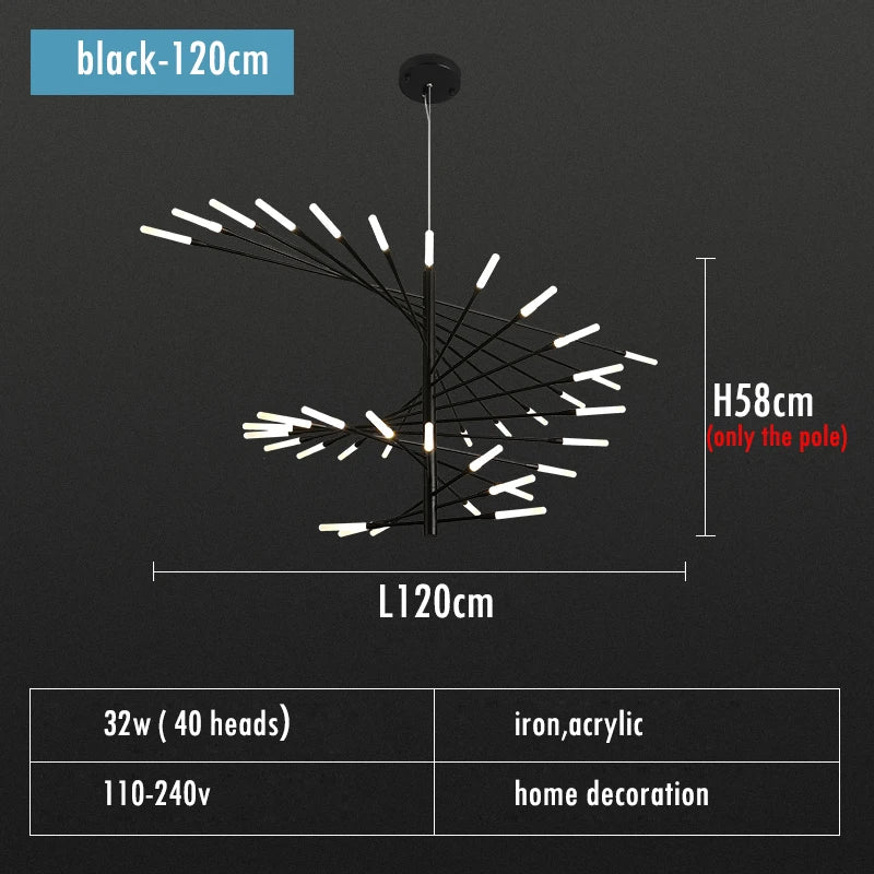 Villa Duplex LED Chandelier Firework Shape Light - Shine Room