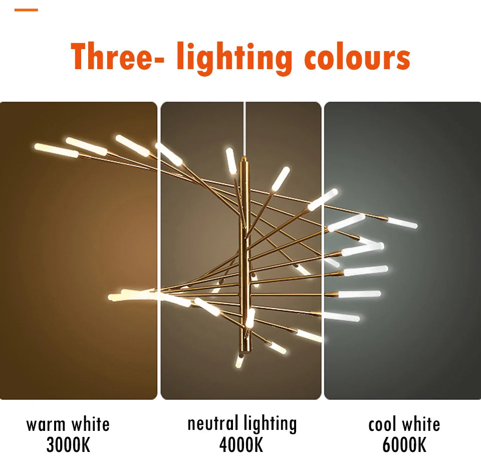 Villa Duplex LED Chandelier Firework Shape Light - Shine Room