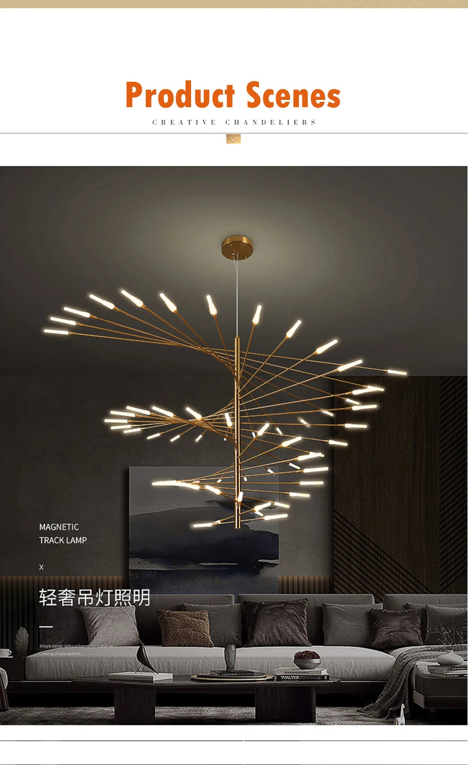 Villa Duplex LED Chandelier Firework Shape Light - Shine Room