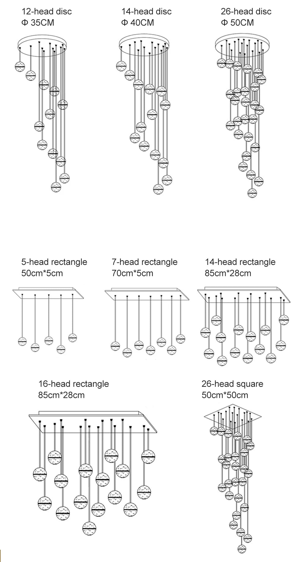 Villa Staircase Pendant Lights Crystal Glass Ball - Shine Room