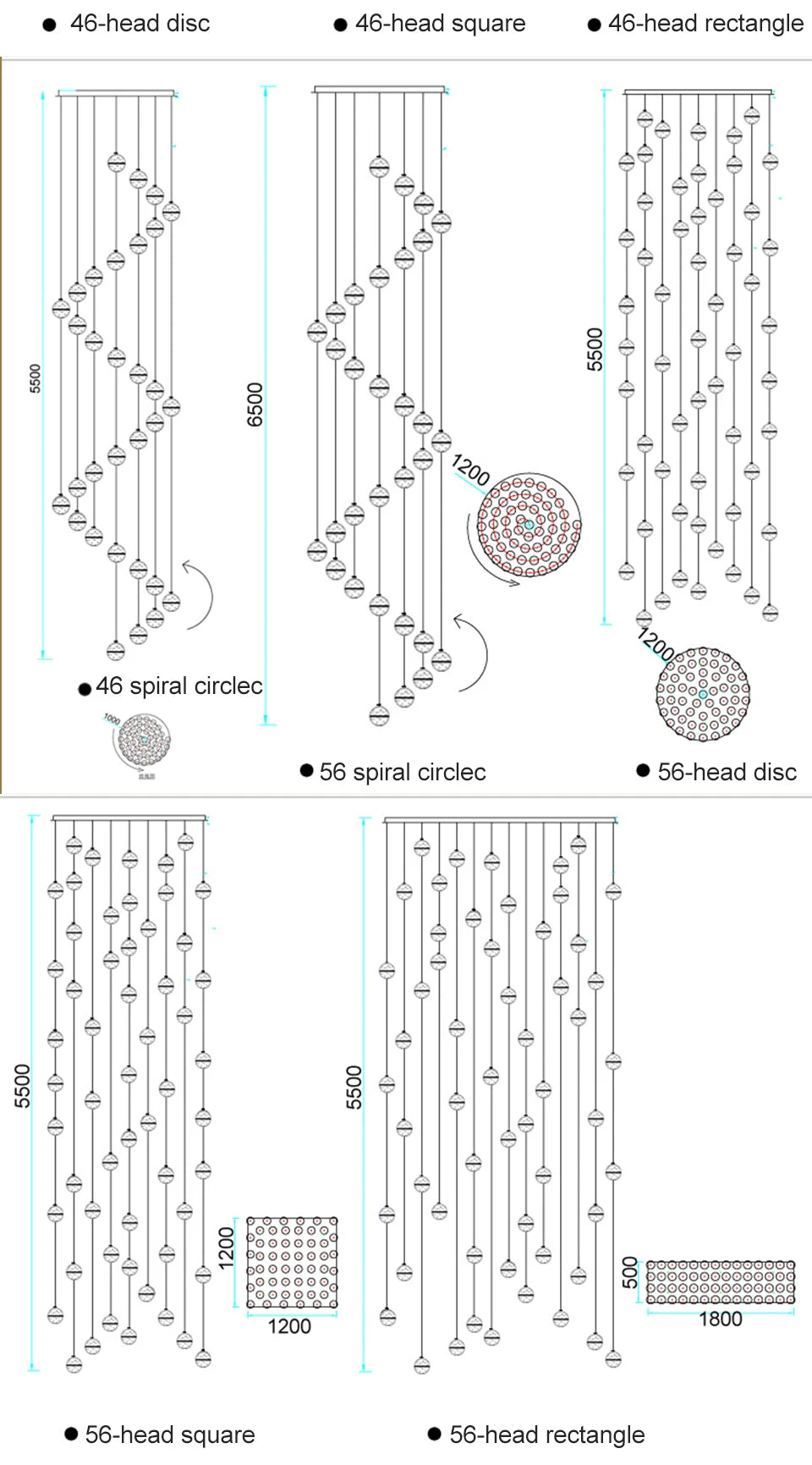 Villa Staircase Pendant Lights Crystal Glass Ball - Shine Room