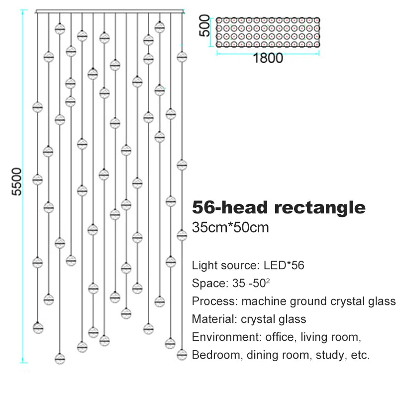 Villa Staircase Pendant Lights Crystal Glass Ball - Shine Room
