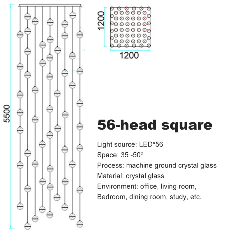 Villa Staircase Pendant Lights Crystal Glass Ball - Shine Room