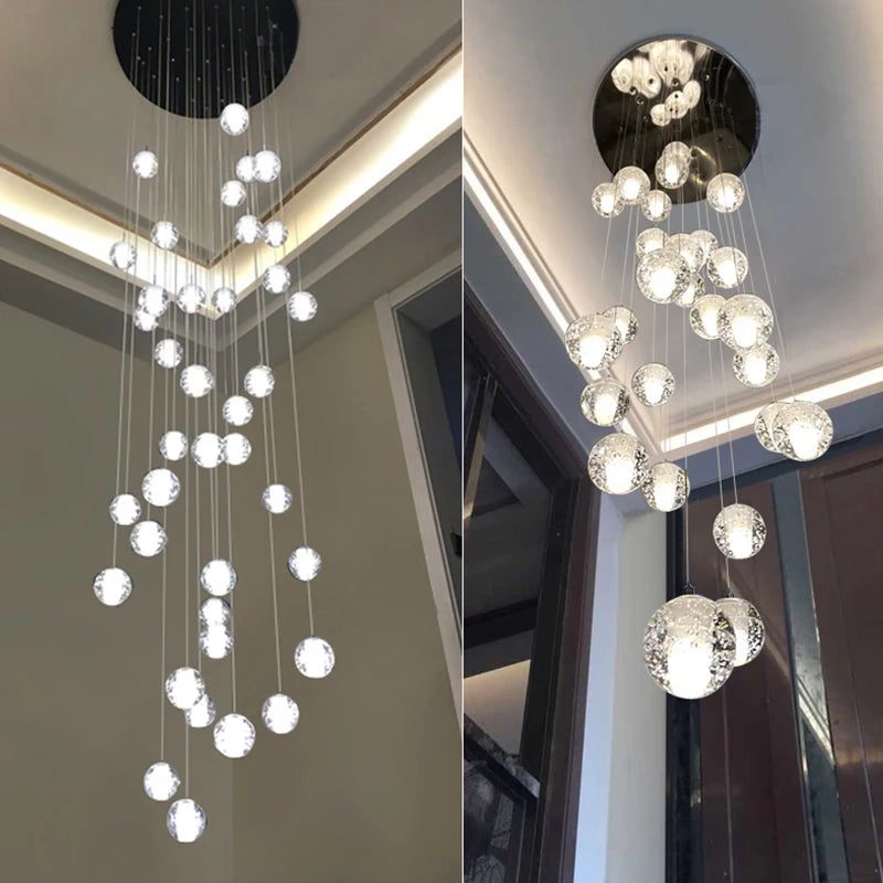 Villa Staircase Pendant Lights Crystal Glass Ball - Shine Room