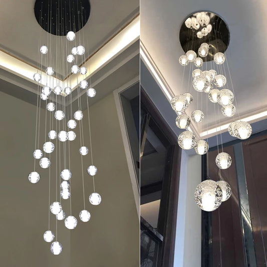 Villa Staircase Pendant Lights Crystal Glass Ball - Shine Room