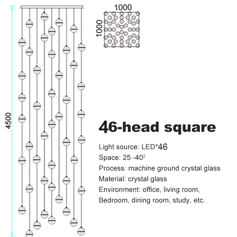 Villa Staircase Pendant Lights Crystal Glass Ball - Shine Room