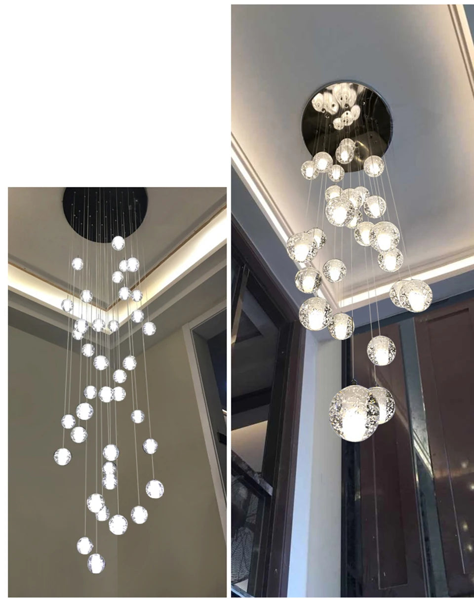 Villa Staircase Pendant Lights Crystal Glass Ball - Shine Room