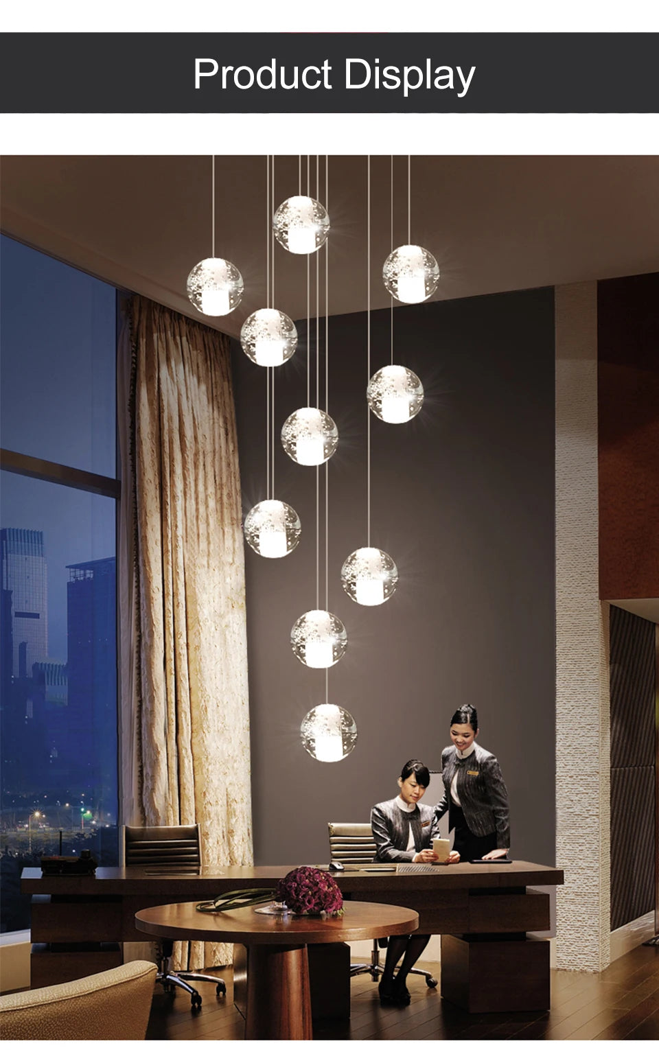 Villa Staircase Pendant Lights Crystal Glass Ball - Shine Room