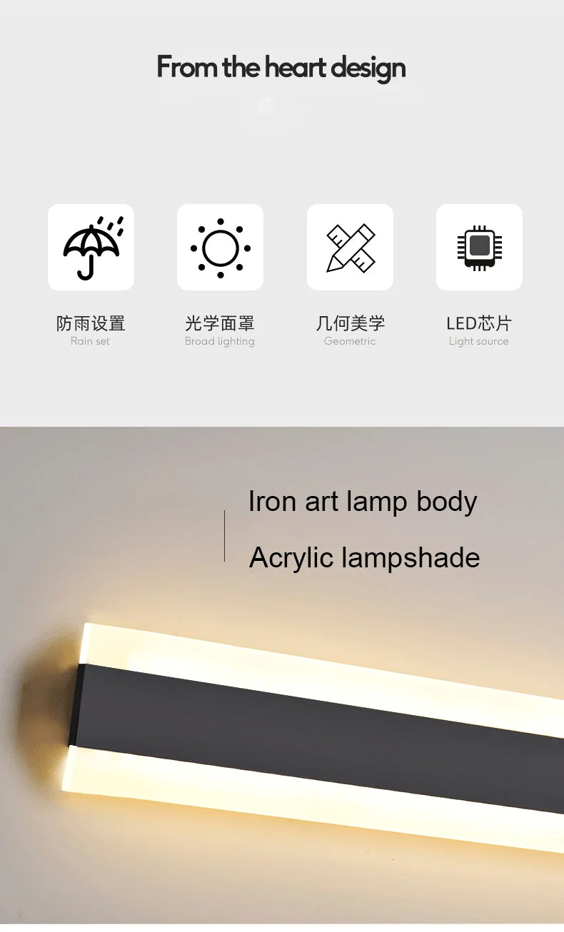 Waterproof Long Strip LED Wall Lamp IP65 - Shine Room