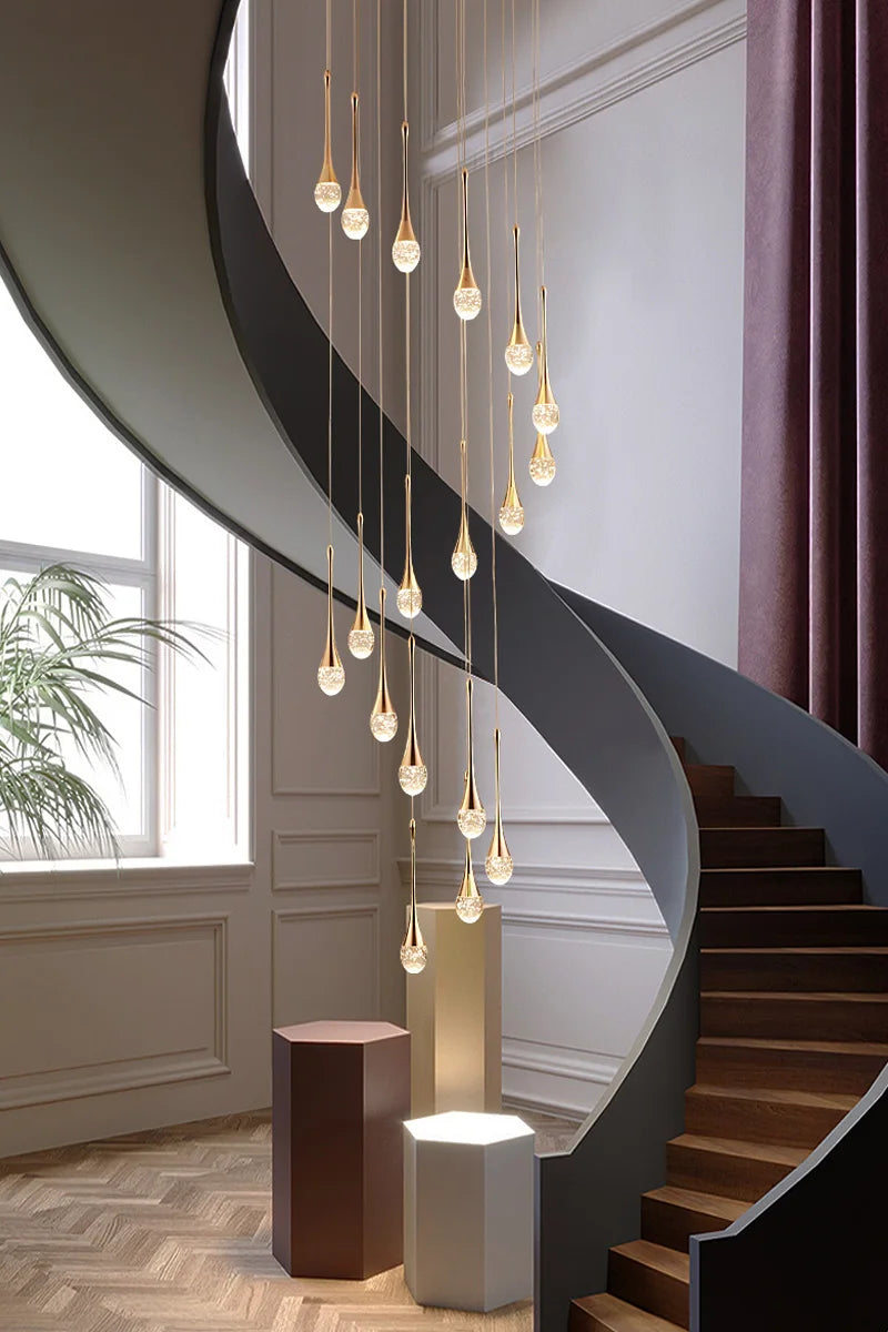 Luxury Crystal Long Hanging Staircase Chandelier - Shine Room