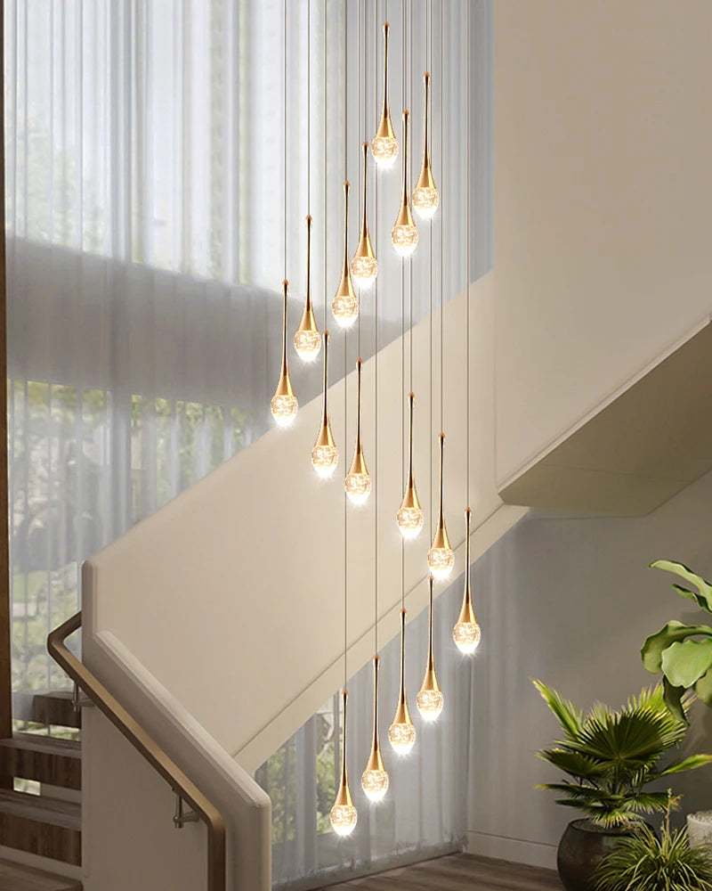 Luxury Crystal Long Hanging Staircase Chandelier - Shine Room