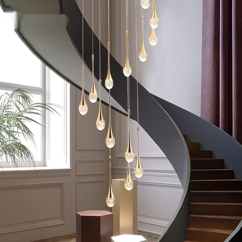 Luxury Crystal Long Hanging Staircase Chandelier - Shine Room