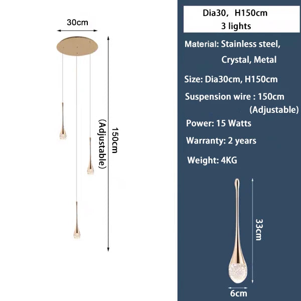 Luxury Crystal Long Hanging Staircase Chandelier - Shine Room