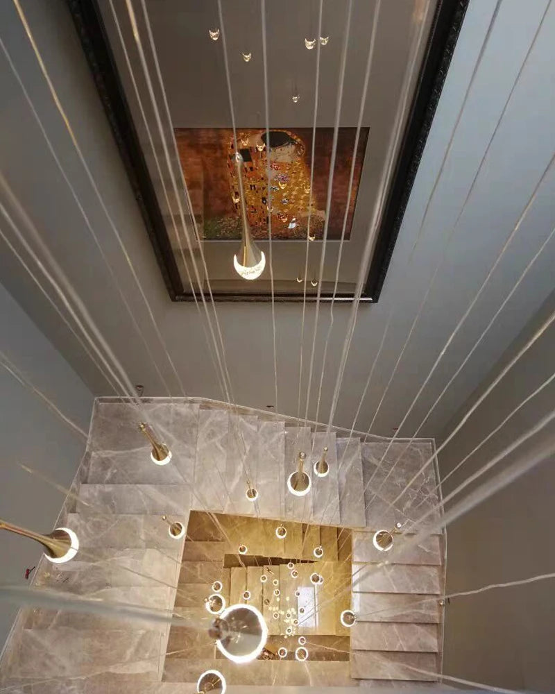Luxury Crystal Long Hanging Staircase Chandelier - Shine Room