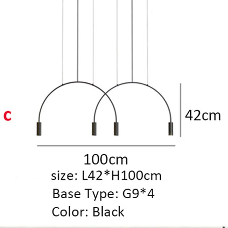 Postmodern Minimalist Black Semicircle Pendant Light - Shine Room