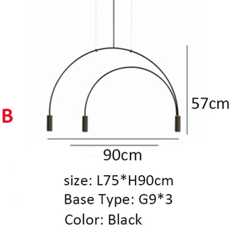 Postmodern Minimalist Black Semicircle Pendant Light - Shine Room