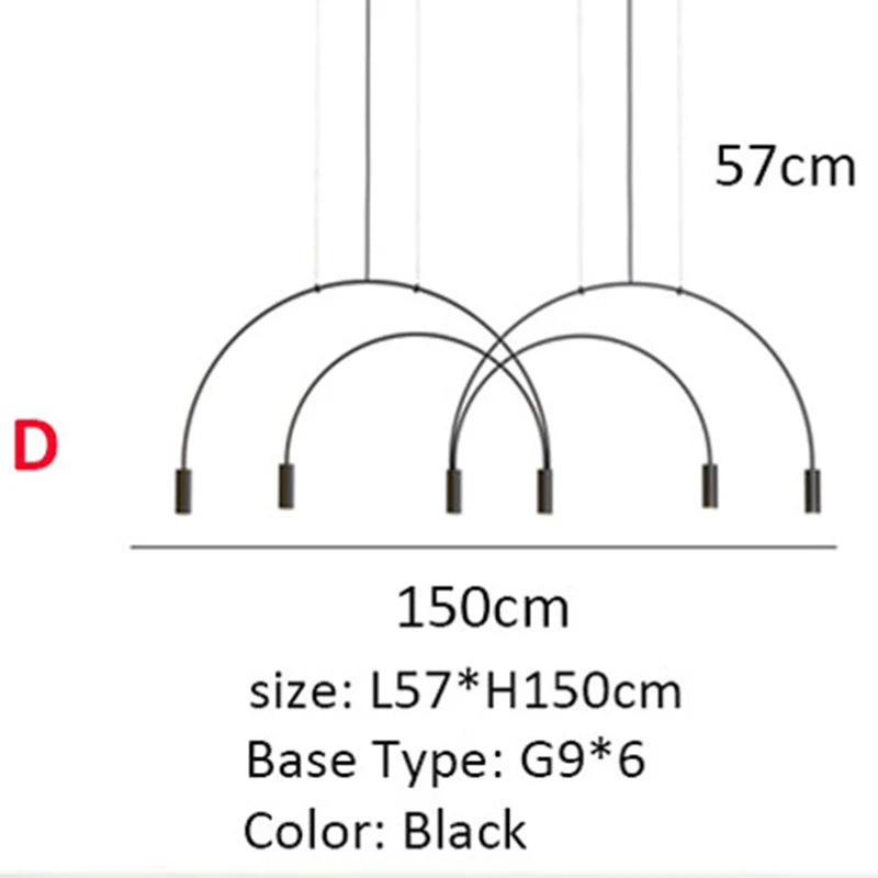 Postmodern Minimalist Black Semicircle Pendant Light - Shine Room