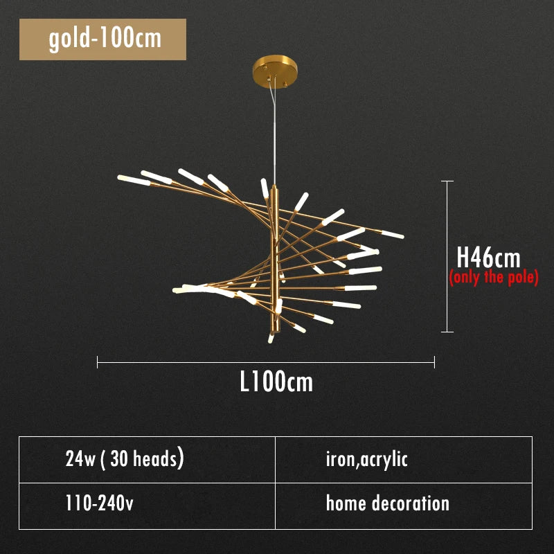 Villa Duplex LED Chandelier Firework Shape Light - Shine Room