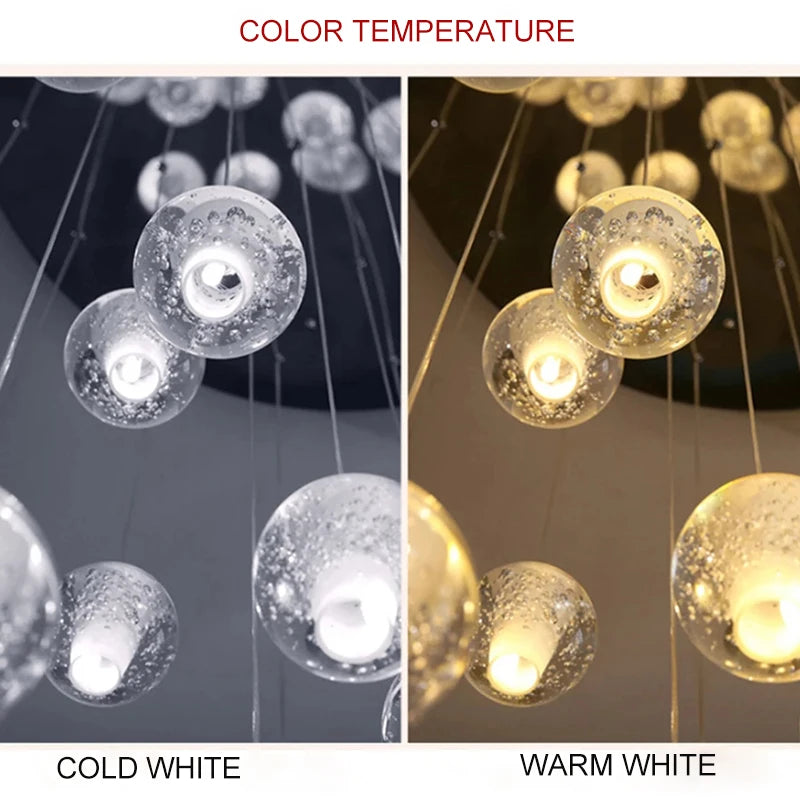 Villa Staircase Pendant Lights Crystal Glass Ball - Shine Room