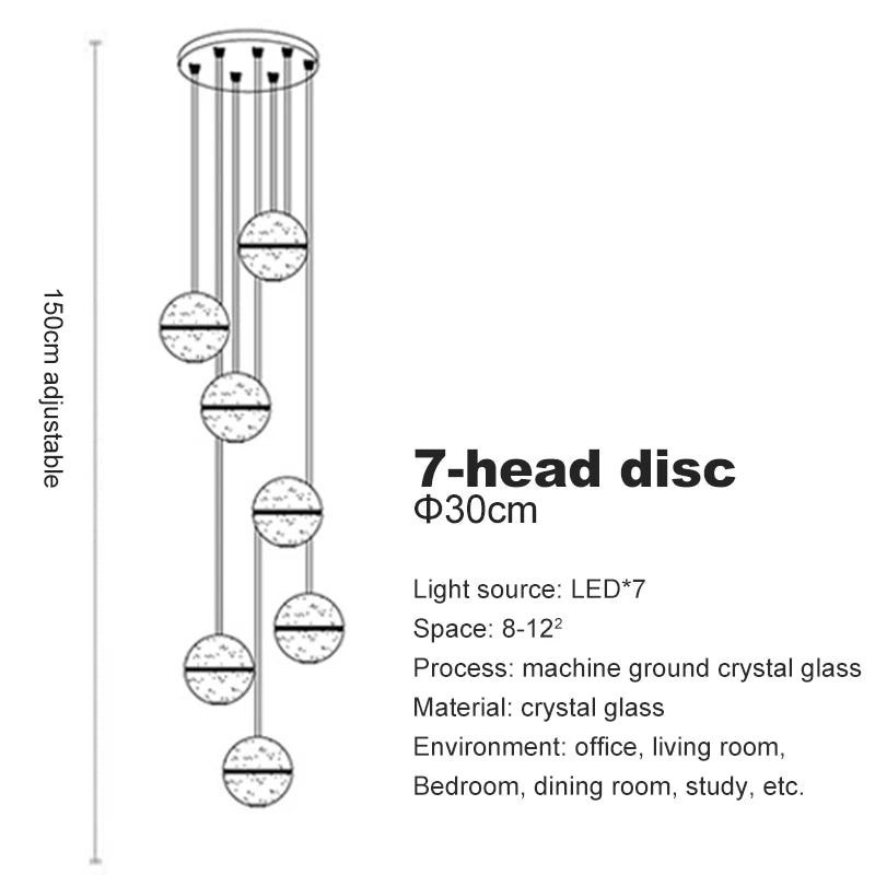 Villa Staircase Pendant Lights Crystal Glass Ball - Shine Room