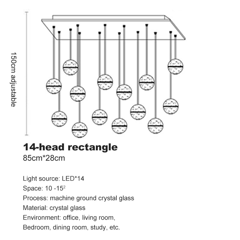 Villa Staircase Pendant Lights Crystal Glass Ball - Shine Room