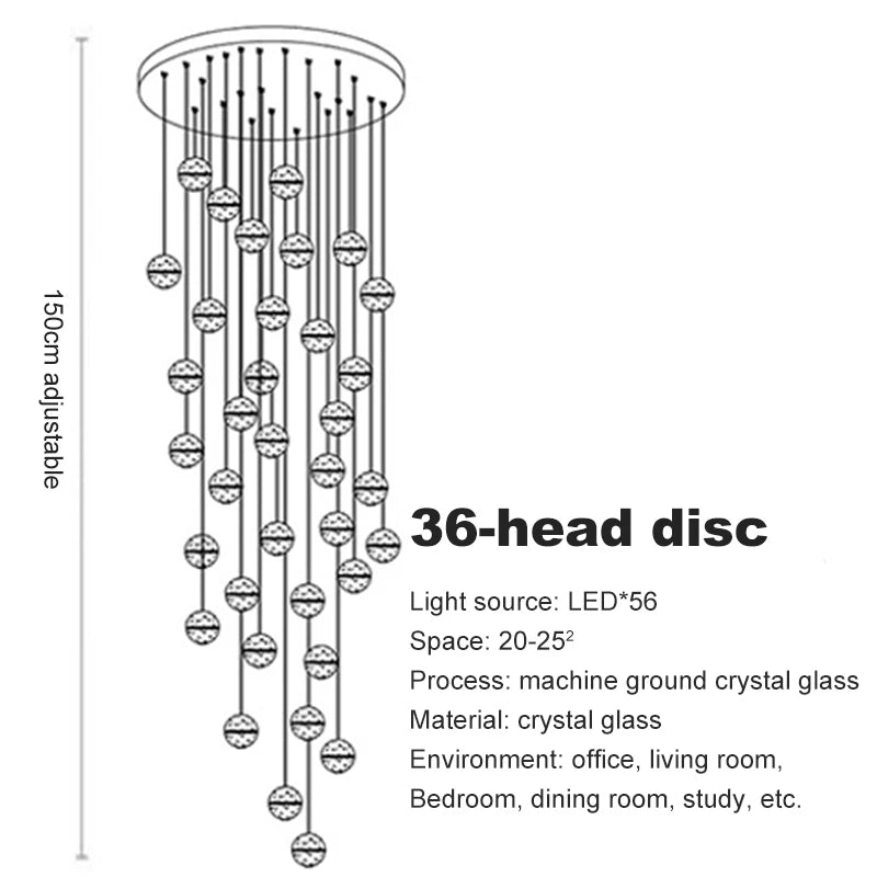 Villa Staircase Pendant Lights Crystal Glass Ball - Shine Room