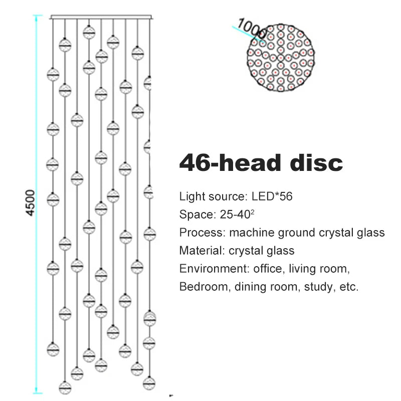Villa Staircase Pendant Lights Crystal Glass Ball - Shine Room