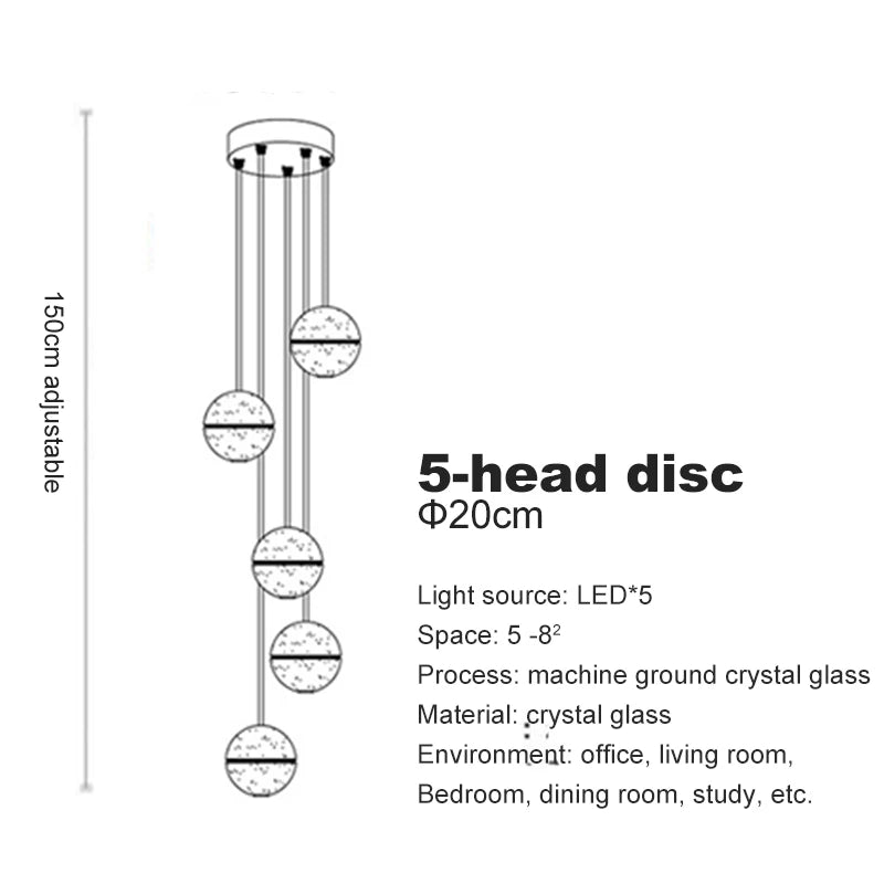 Villa Staircase Pendant Lights Crystal Glass Ball - Shine Room